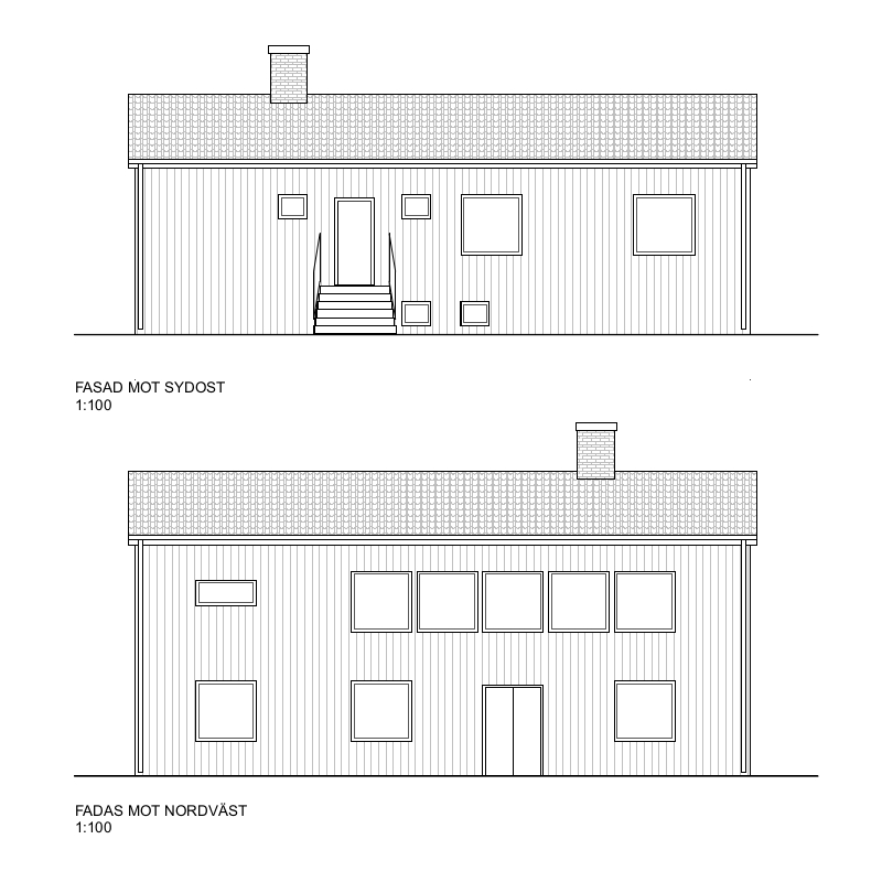 Fasad ritningar av villa
